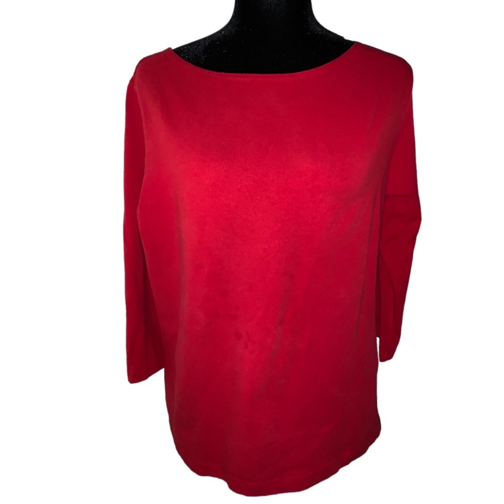 Liz Claiborne Collection Red 3/4 Sleeve Top in Red